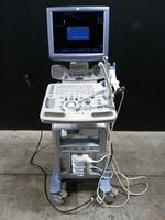 GE LOGIQ P5 ULTRASOUND MACHINE WITH 3 PROBES (REF E8C, 4C,)