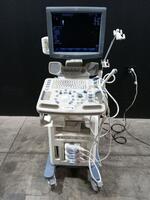 GE LOGIQ P5 ULTRASOUND MACHINE WITH 3 PROBES (REF E8C, 4C,)