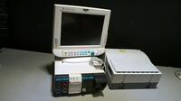 GE SOLAR 9500 PATIENT MONITOR CONSOLE WITH MODULE RACK (M-ESTPR, M-NIBP, M-CAIO) & DATEX-OHMEDA MONITOR