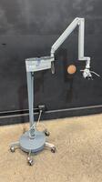 CARL ZEISS OPMI 99 SURGICAL MICROSCOPE TO INCLUDE SINGLE MOUNT BINOCULAR WITH EYEPIECES BOTH (12,5X) BOTTOM LENSE (F 250) ON STAND