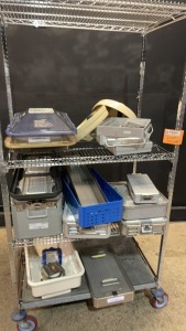 LOT OF EMPTY INSTRUMENT CASES & TRAYS (NO CART)