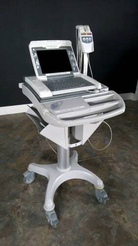 GE MAC 5500 HD ECG/EKG MACHINE WITH ACQUISITION MODULE ON CART