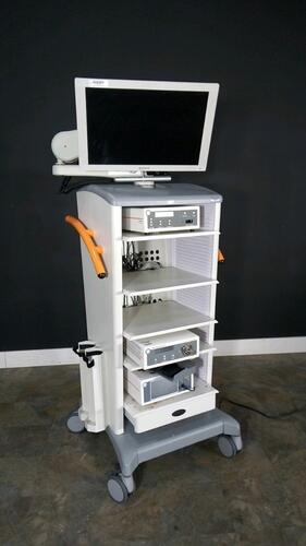 SMITH & NEPHEW ENDO CART WITH MONITOR, SMITH AND NEWPHEW 560P CAMERA SYSTEM, 500 XL LIGHT SOURCE, POWER II CONTROL SYSTEM WITH FOOTSW