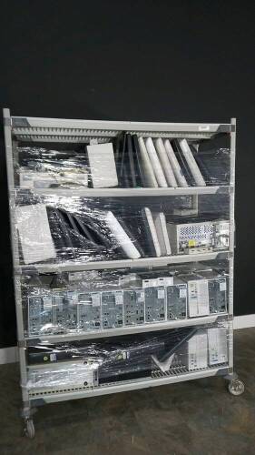 LOT OF MONITORS, POWER SUPPLY, AND HARD DRIVES