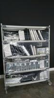 LOT OF MONITORS, POWER SUPPLY, AND HARD DRIVES