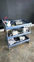 LOT OF SCALE, PUMPS, AND BATTERIES, ETC.