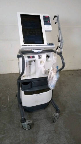 NELLCOR PURITAN BENNETT 840 VENTILATOR WITH COMPRESSOR ON ROLLING STAND (BILEVEL, TC, VV+, RM, PAV+)(SN 3510053414)