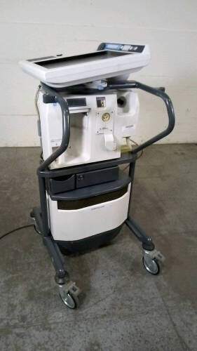 NELLCOR PURITAN BENNETT 840 VENTILATOR WITH COMPRESSOR ON ROLLING STAND (BILEVEL, TC, NEOMODE, VV+)(SN 3510052623)