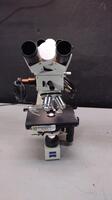 CARL ZEISS AXIOSTAR PLUS LAB MICROSCOPE WITH 3 OBJECTIVES