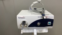 SUNOPTICS SURGICAL S300T TITAN 300 HIGH PERFORMANCE LIGHT SOURCE W/ LUXTEC HEADLIGHT, FIBEROPTIC CABLES ON ROLLING STAND