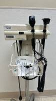 WELCH ALLYN 767 WALL TRANSFORMER W/ OTOSCOPE, OPHTHALMOSCOPE ON ROLLING STAND