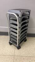 PHELAM LOT OF QTY (8) SURGICAL STEP STOOLS ON PHELAM CART