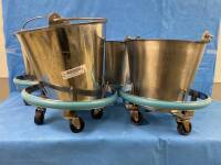 LOT OF QTY (4) STAINLESS STEEL KICK BUCKETS