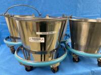 LOT OF QTY (4) STAINLESS STEEL KICK BUCKETS