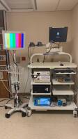 OLYMPUS OLYMPUS PROCEDURES CART W/ EVIS EXERA III CV-180 IMAGING SOURCE, EVIS EXERA III CLV-180 LIGHT SOURCE, MAJ-1430 PIGTAIL, KLS MARTIN BEAMER ESU CE200 ELECTROSURGICAL UNIT W/ FOOTSWITCH, CONMED CETEGP-100 IRRIGATION PUMP, HPZ240 CPU, LENOVO LCD MONIT