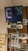 GE SOLAR 8000M PATIENT MONITOR SYSTEM W/ TRAM-RAC 4A, TRAM 451M MODULE, PLANAR MONITOR