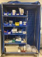 CART AND CONTENTS TO INCLUDE: SYRINGES, PENROSE DRAINS, ADHESIVE PADS, SPECIMEN CONTAINERS