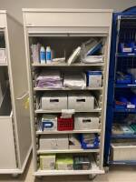 INNERSPACE SPECIALTY CART AND CONTENTS TO INCLUDE: COVIDIEN CATHTER KITS, WIRE GUIDES, POWER HICKMAN CATHETERS, SURGICAL MASKS ACCUMED WRIST POSITIONING SPLINT, MEDICAL GAS MANAGEMENT AND DELIVERY SYSTEMS