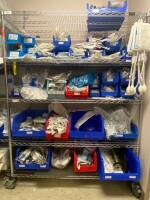 CART AND CONTENTS TO INCLUDE: ASSORTED ANESTHESIA- INTUBATING STYLETS, ORAL/NASAL TRACHEAL TUBES, PRESSURE INFUSERS, FLEX CONNECTORS, VITAL SIGNS RESUSCITATION DEVICES