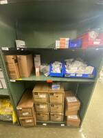 SHELVING UNIT TO INCLUDE: GERMICIDAL WIPES, MEDICAL WASTE SOLIDIFIER, ASSORTED EXAM GLOVES