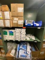 SHELVING UNIT TO INCLUDE: COVIDIEN FORCE TRIVERSE ELECTROSURGICAL DEVICE HOLDER, CONMED DUAL DISPERSIVE ELECTRODES, STRYKER NEPTUNE MANIFOLDS, STRYKER BONE CEMENT, VALLEYLAB SUCTION COAGULATORS, BI-POLAR CORDS, STRYKER BONE CEMENT MIXERS