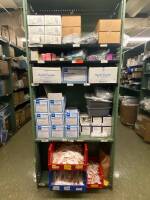 SHELVING UNIT TO INCLUDE: NEEDLE COUNTERS, HYPODERMIC NEEDLES, BVI MINI- BLADES, SYRINGES