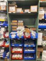 SHELVING UNIT TO INCLUDE: ASSORTED SYRINGES AND BLOOD DRAWING SUPPLIES