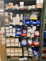 SHELVING UNIT TO INCLUDE: ASSORTED SYRINGES AND BLOOD DRAWING SUPPLIES