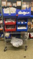 CART AND CONTENTS: ASSORTED SYRINGES