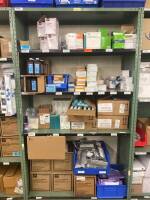 SHELVING UNIT TO INCLUDE: CASTILLE SOAP, ADHESIVE AND NAIL POLISH REMOVER, POVI/IODINE SWABS, HIBICLENS, LOTION, SKIN PROTECTANT WIPES