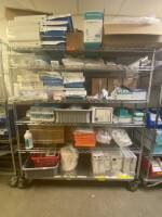 CART AND CONTENTS: ASSORTED CAST SUPPLIES, SYRINGES, PADDING, BANDAGES, THORACENTESIS KITS, CAREFUSION PLEURAL CATHETER SYSTEM, BLOOD COLLECTION VIALS