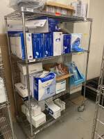 CART AND CONTENTS: ASSORTED SURGICAL PROTECTIVE GARMENTS