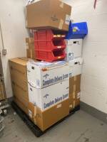 PALLET OF HEAVY DUTY TABLE COVERS, SYRINGE CAPS, SET UP KITS AND SORIN BOWL SETS