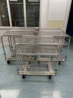 LOT OF QTY (5) STAINLESS STEEL WIRERACK CARTS, 2-SHELF